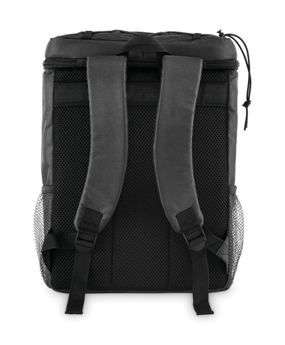 Kühlrucksack aus 600D RPET Polyester mit PEVA-Futter und 5 mm PE-Schaum. Fronttasche