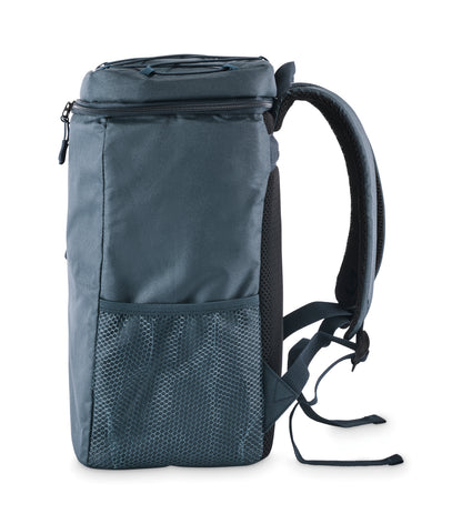 Kühlrucksack aus 600D RPET Polyester mit PEVA-Futter und 5 mm PE-Schaum. Fronttasche