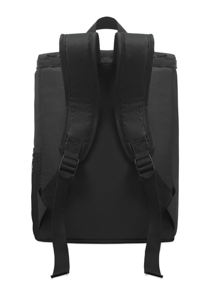 Kühlrucksack aus 600D RPET Polyester mit PEVA-Futter und 13 mm PE-Schaum. Fronttasche