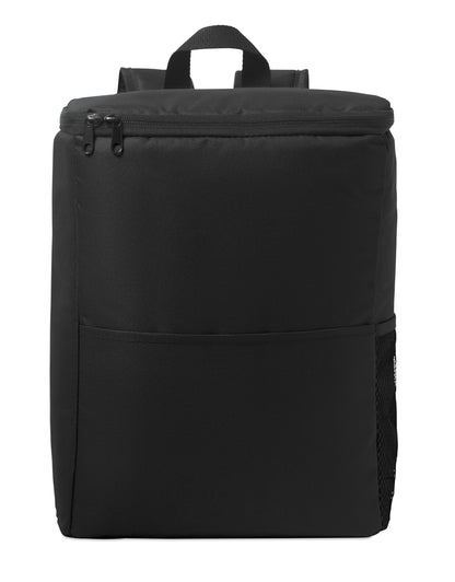 Kühlrucksack aus 600D RPET Polyester mit PEVA-Futter und 13 mm PE-Schaum. Fronttasche