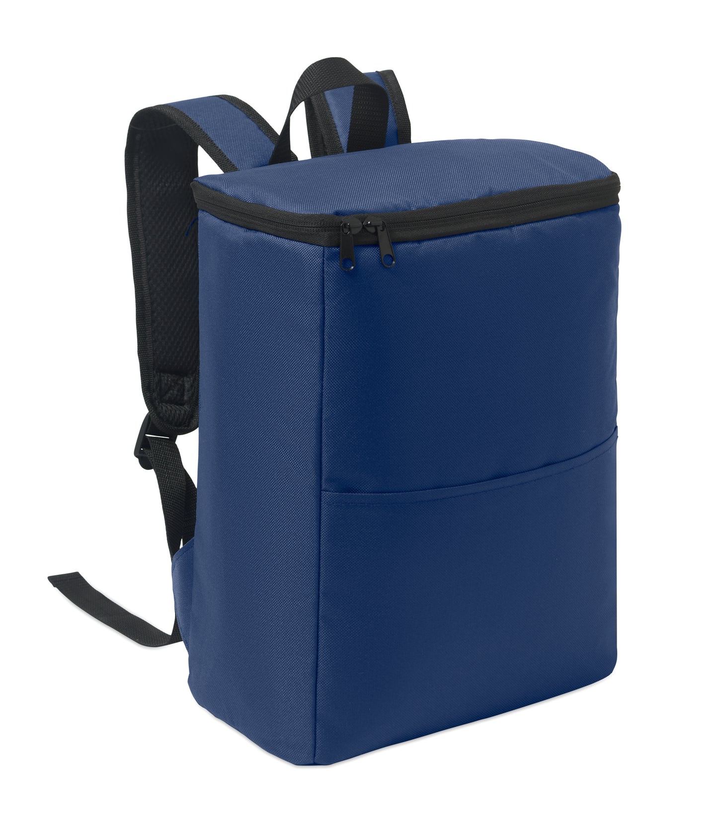 Kühlrucksack aus 600D RPET Polyester mit PEVA-Futter und 13 mm PE-Schaum. Fronttasche