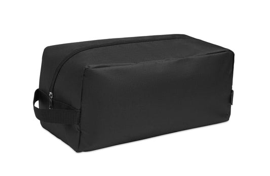 Schuhtasche aus 600D RPET Polyester mit seitlichem Tragegriff und Reißverschluss.