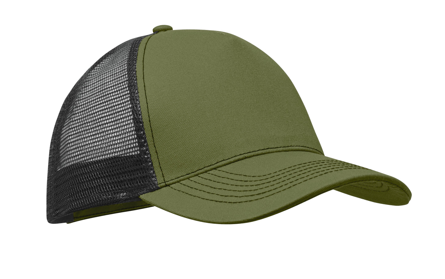 Trucker-Kappe. 5 Panels. Front und Schirm aus 250 g/m² Baumwolle Rückseite aus