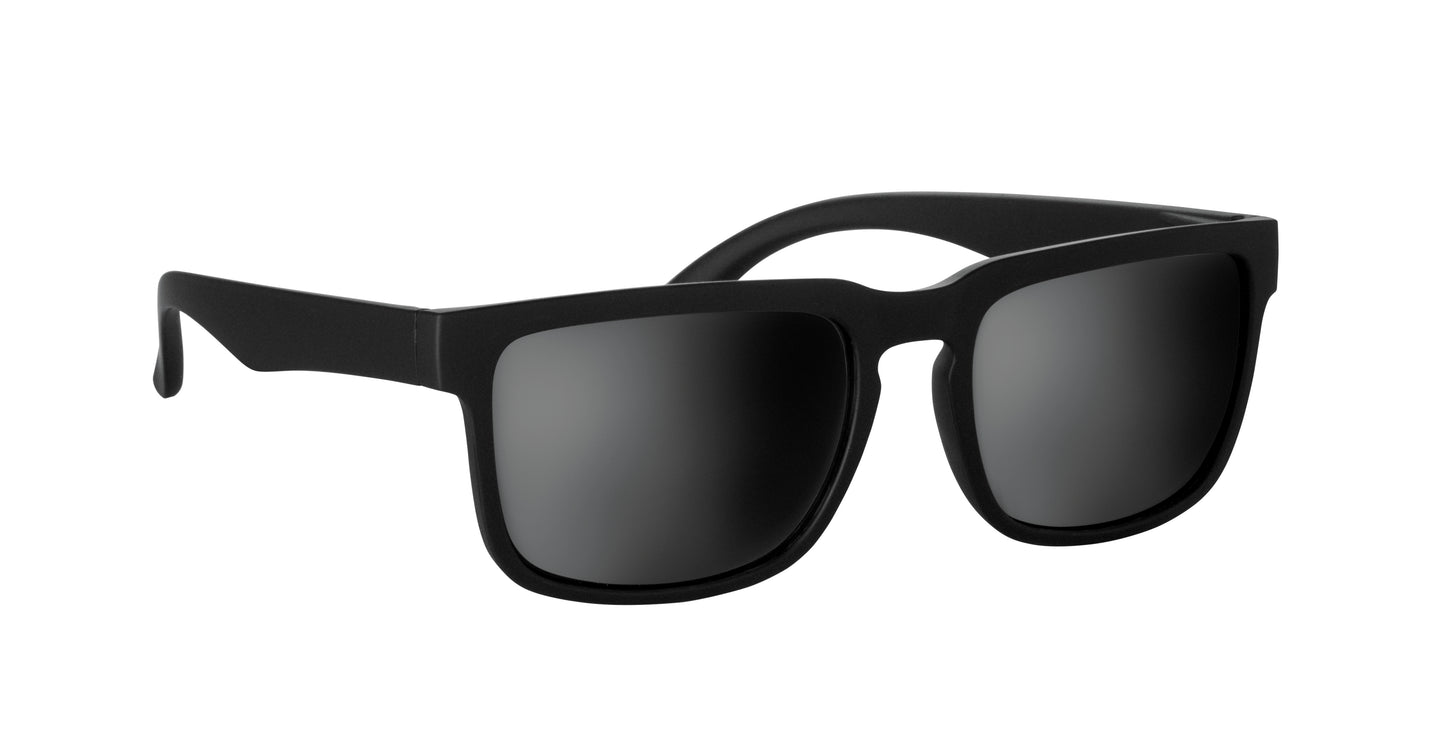 Festival-Sonnenbrille mit verspiegelten Gläsern und mattem gummiertem Rahmen. UV400-Schutz.