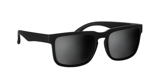 Festival-Sonnenbrille mit verspiegelten Gläsern und mattem gummiertem Rahmen. UV400-Schutz.