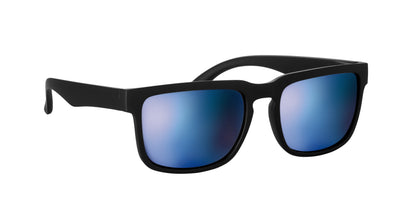 Festival-Sonnenbrille mit verspiegelten Gläsern und mattem gummiertem Rahmen. UV400-Schutz.