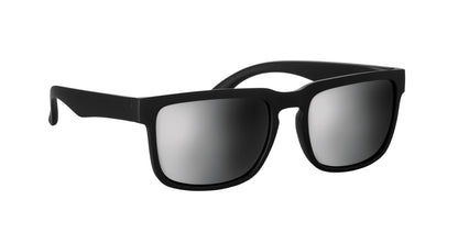 Festival-Sonnenbrille mit verspiegelten Gläsern und mattem gummiertem Rahmen. UV400-Schutz.