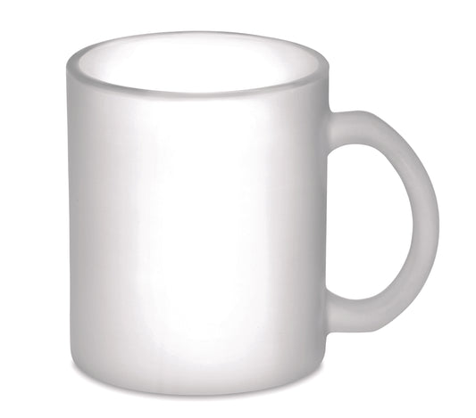 Kaffeebecher aus mattem Glas mit spezieller Beschichtung geeignet für Sublimationsdruck. Füllmenge: 300