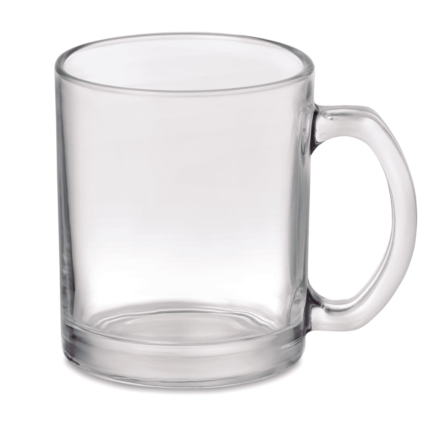 Kaffeebecher aus klarem Glas mit spezieller Beschichtung geeignet für Sublimationsdruck. Füllmenge: 300