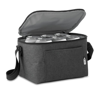 2 tone Kühltasche für 6 Dosen mit Fronttasche. 600D RPET. Isoliermaterial: 0