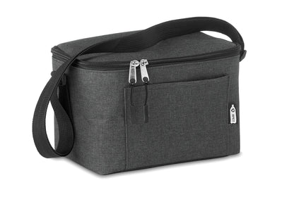2 tone Kühltasche für 6 Dosen mit Fronttasche. 600D RPET. Isoliermaterial: 0