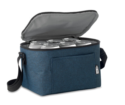 2 tone Kühltasche für 6 Dosen mit Fronttasche. 600D RPET. Isoliermaterial: 0