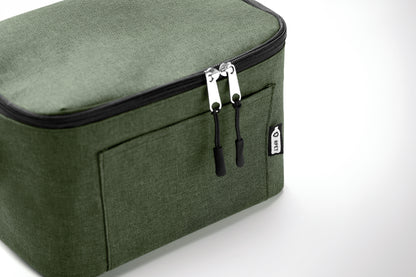2 tone Kühltasche für 6 Dosen mit Fronttasche. 600D RPET. Isoliermaterial: 0