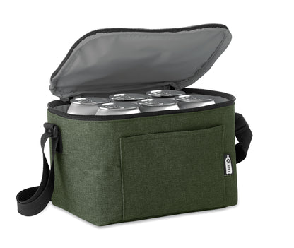 2 tone Kühltasche für 6 Dosen mit Fronttasche. 600D RPET. Isoliermaterial: 0