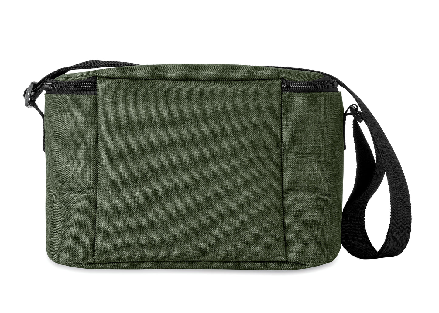 2 tone Kühltasche für 6 Dosen mit Fronttasche. 600D RPET. Isoliermaterial: 0