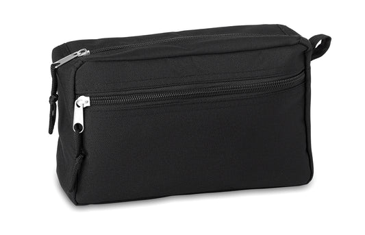 Kosmetiktasche mit Zweiwege-Reißverschluss. 600D RPET mit PU-Innenbeschichtung.