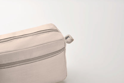 Kosmetiktasche mit Zweiwege-Reißverschluss. 100% Hanfgewebe. 200 g/m².