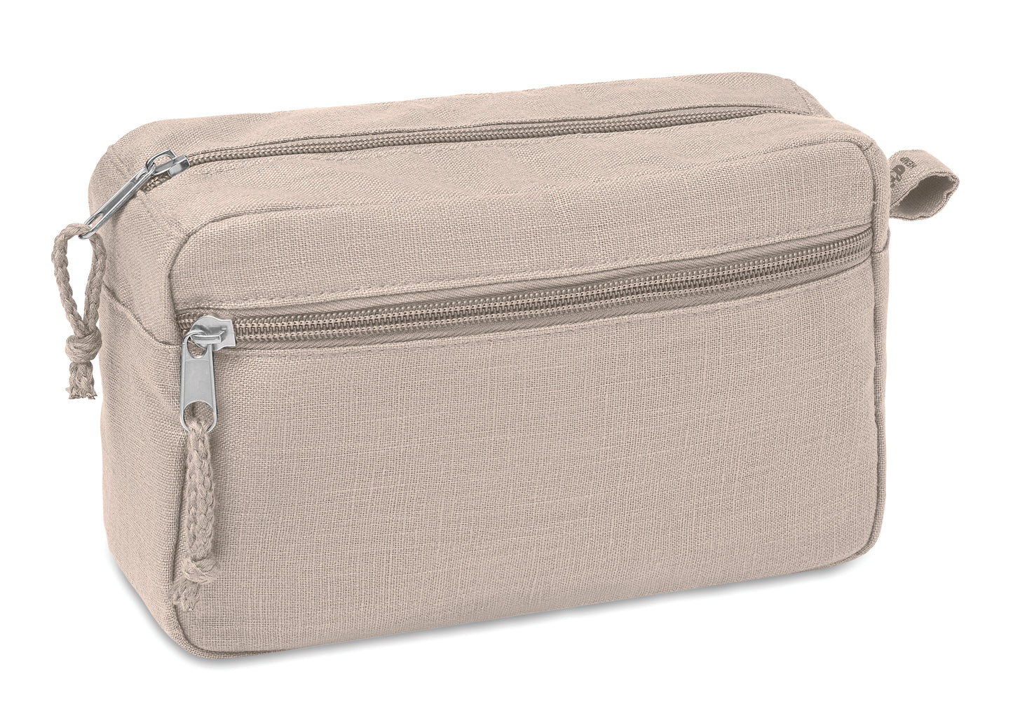 Kosmetiktasche mit Zweiwege-Reißverschluss. 100% Hanfgewebe. 200 g/m².