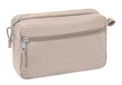 Kosmetiktasche mit Zweiwege-Reißverschluss. 100% Hanfgewebe. 200 g/m².