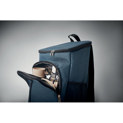 Picknickrucksack mit Kühlfach in 2 tone 600D RPET mit Zubehör für 2