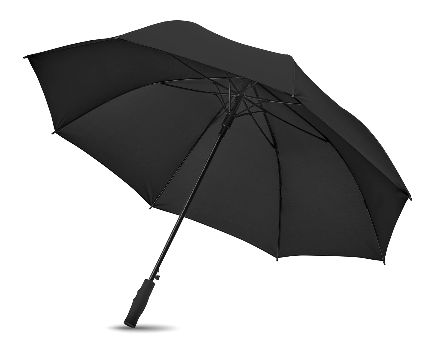 27'' Regenschirm aus 190T Pongee. Windbeständig. Stock und Stangen aus Fiberglas. Schwarze
