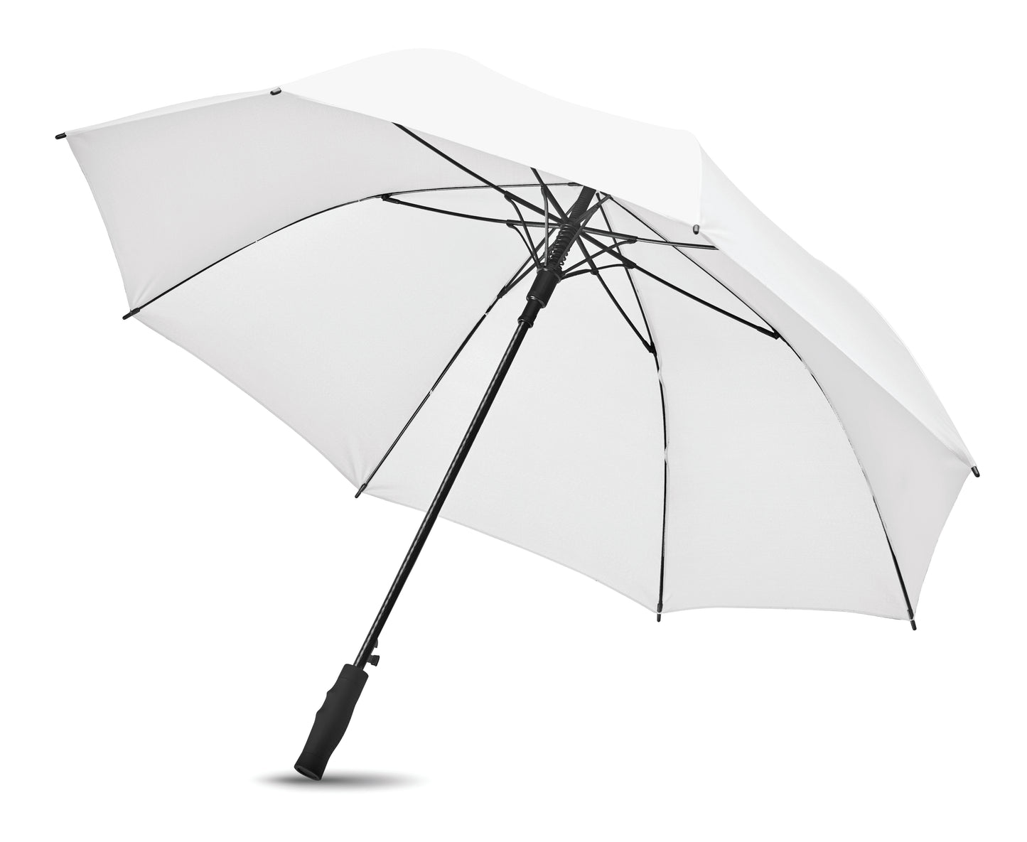 27'' Regenschirm aus 190T Pongee. Windbeständig. Stock und Stangen aus Fiberglas. Schwarze