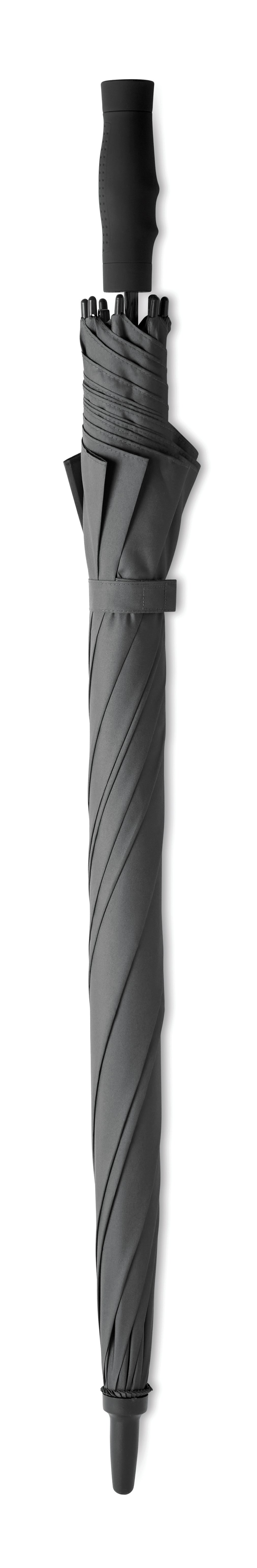 27'' Regenschirm aus 190T Pongee. Windbeständig. Stock und Stangen aus Fiberglas. Schwarze