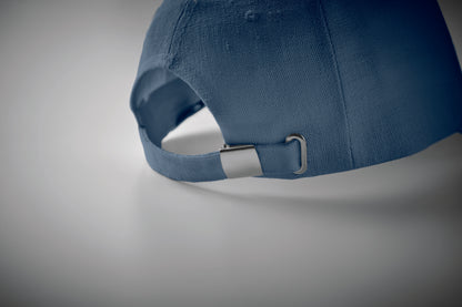 5-Panel-Baseball Cap aus 100% Hanfgewebe 370 g/m² mit Schnalle aus Messing am