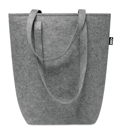 Shopping Tasche aus RPET-Filz mit langen Tragegriffen und Bodenfalte. Filzstärke: 2 mm.