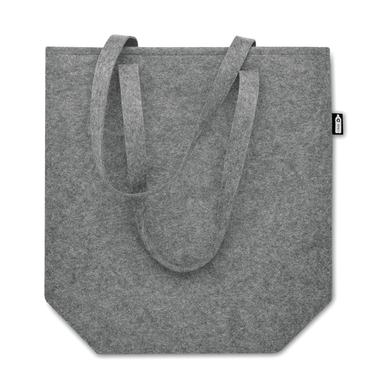 Shopping Tasche aus RPET-Filz mit langen Tragegriffen und Bodenfalte. Filzstärke: 2 mm.