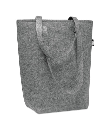 Shopping Tasche aus RPET-Filz mit langen Tragegriffen und Bodenfalte. Filzstärke: 2 mm.