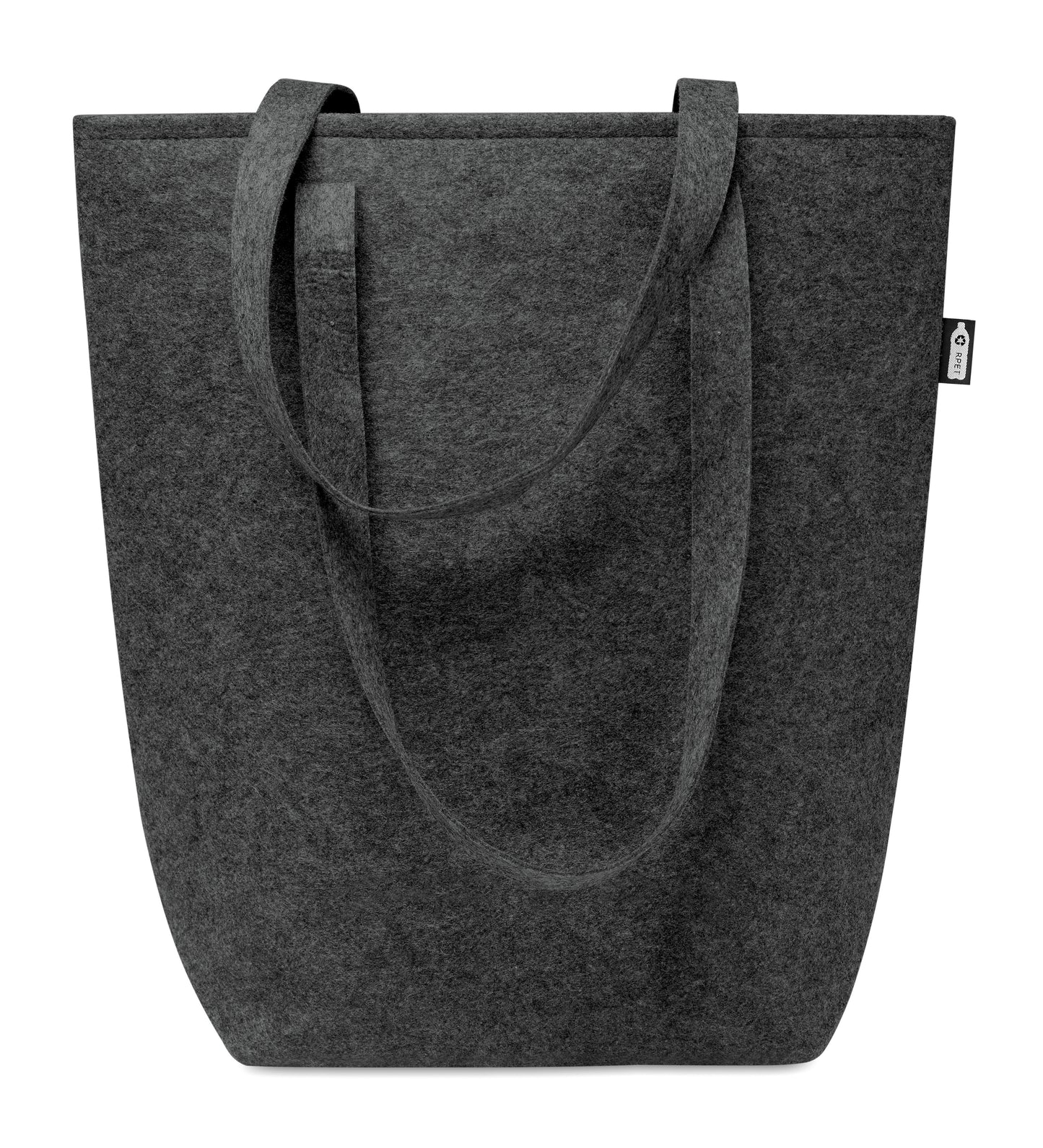 Shopping Tasche aus RPET-Filz mit langen Tragegriffen und Bodenfalte. Filzstärke: 2 mm.