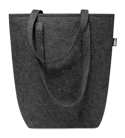 Shopping Tasche aus RPET-Filz mit langen Tragegriffen und Bodenfalte. Filzstärke: 2 mm.