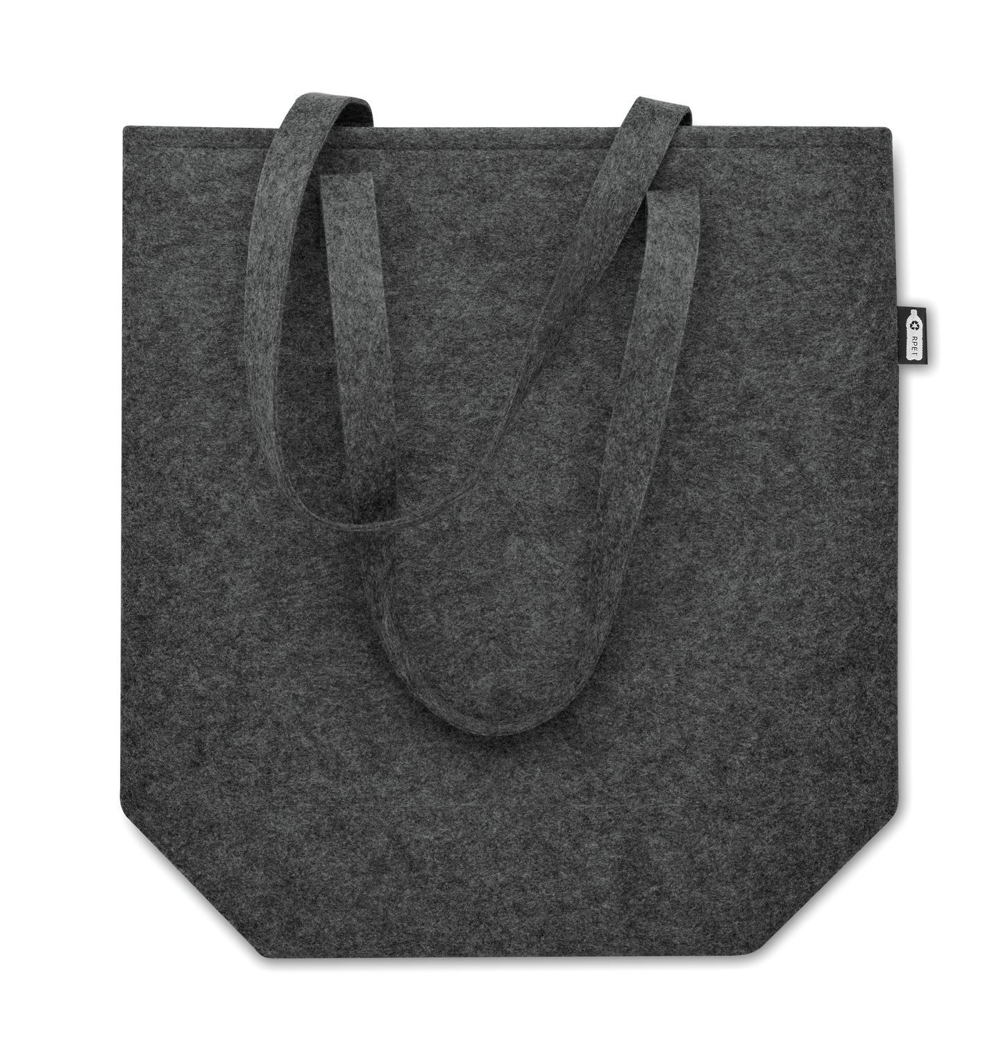 Shopping Tasche aus RPET-Filz mit langen Tragegriffen und Bodenfalte. Filzstärke: 2 mm.