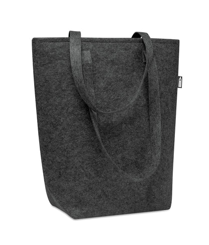 Shopping Tasche aus RPET-Filz mit langen Tragegriffen und Bodenfalte. Filzstärke: 2 mm.