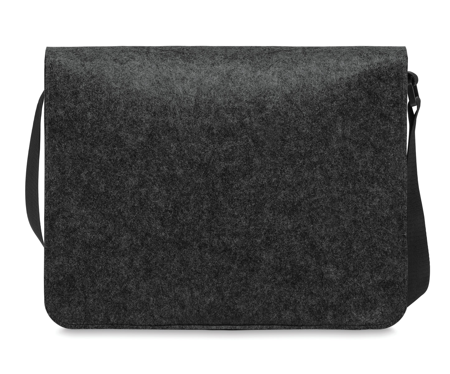 Umhängetasche aus RPET-Filz. Klettverschluss und Umhängegurt. Bietet Platz für einen 15'' Laptop.