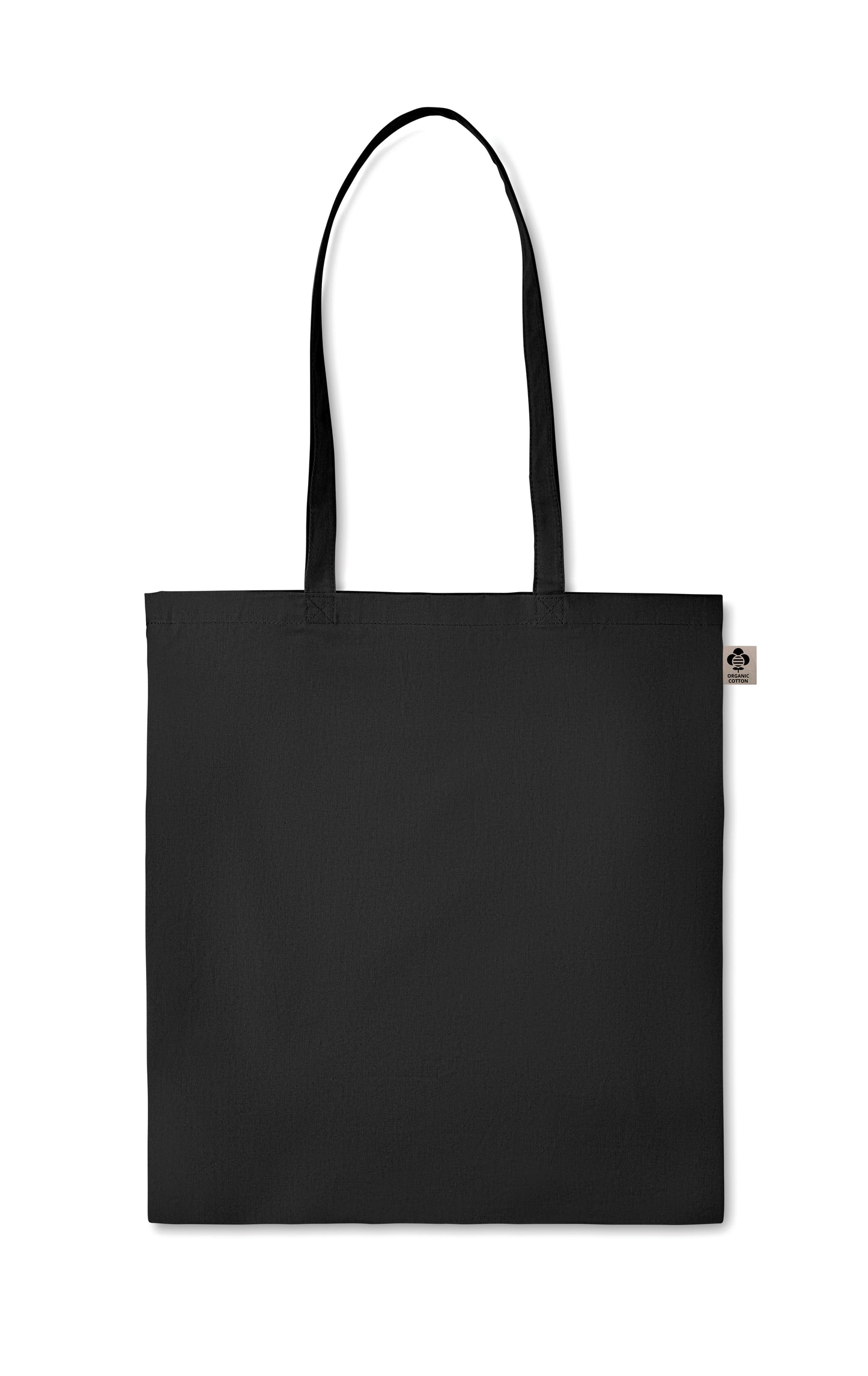Einkaufstasche aus Organic-Cotton mit langen Tragegriffen. Reaktivfärbung. Im klassischen Design ist sie