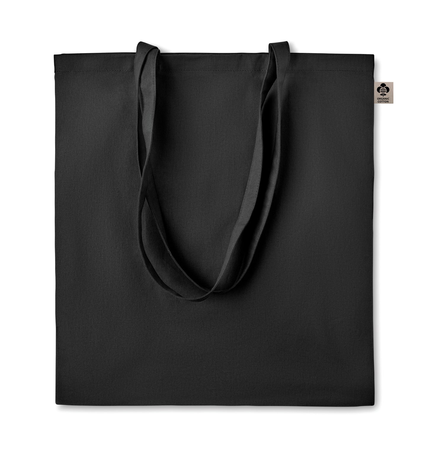 Einkaufstasche aus Organic-Cotton mit langen Tragegriffen. Reaktivfärbung. Im klassischen Design ist sie
