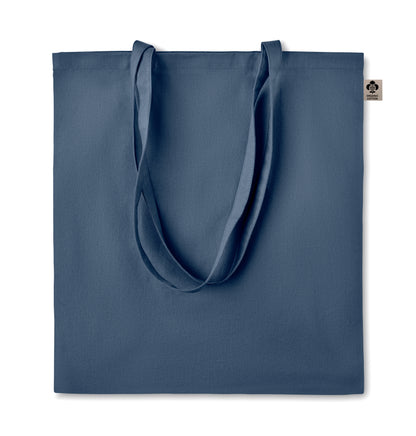 Einkaufstasche aus Organic-Cotton mit langen Tragegriffen. Reaktivfärbung. Im klassischen Design ist sie