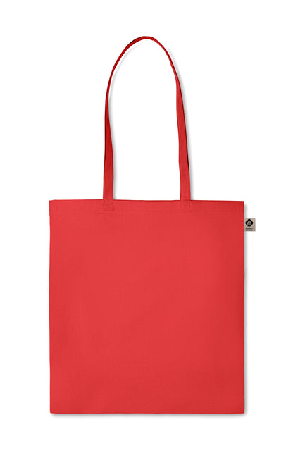 Einkaufstasche aus Organic-Cotton mit langen Tragegriffen. Reaktivfärbung. Im klassischen Design ist sie