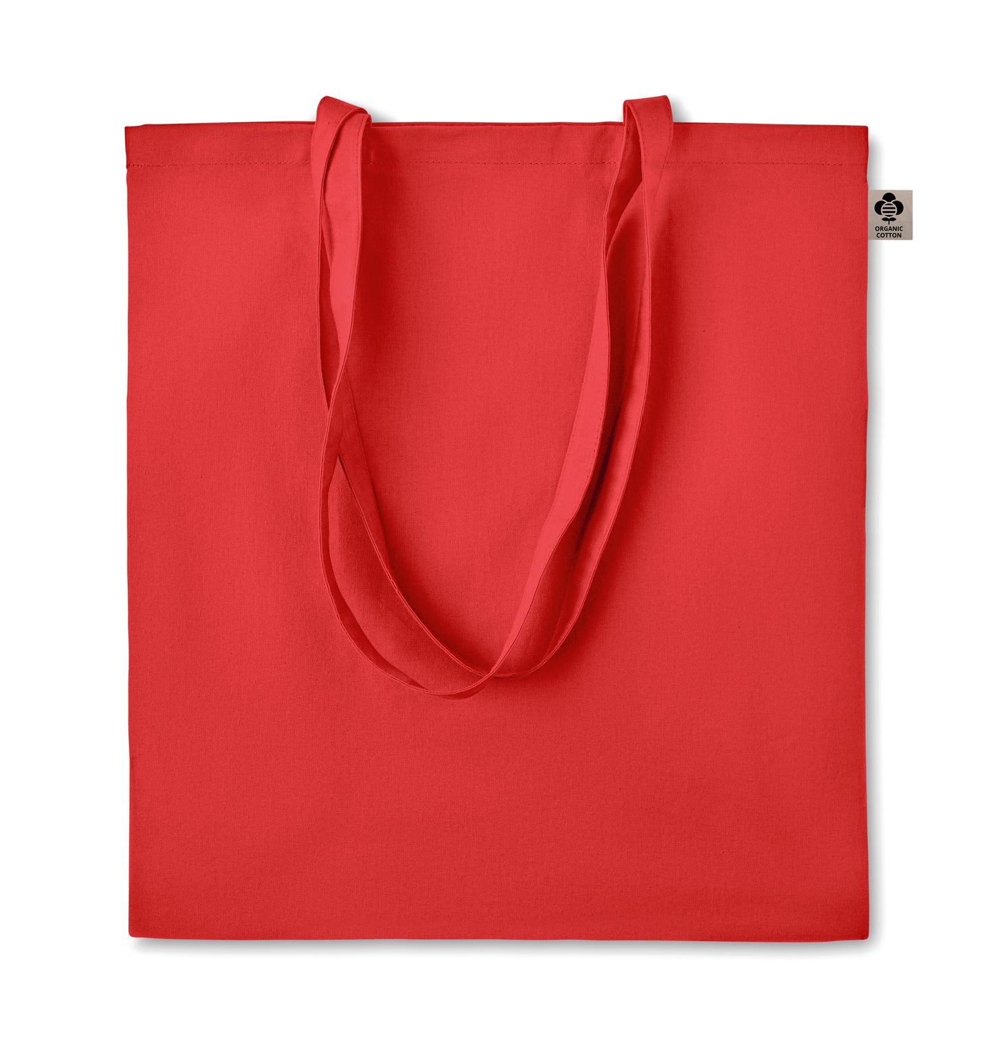 Einkaufstasche aus Organic-Cotton mit langen Tragegriffen. Reaktivfärbung. Im klassischen Design ist sie