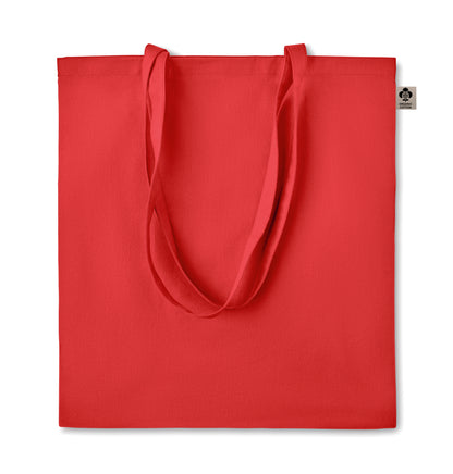 Einkaufstasche aus Organic-Cotton mit langen Tragegriffen. Reaktivfärbung. Im klassischen Design ist sie