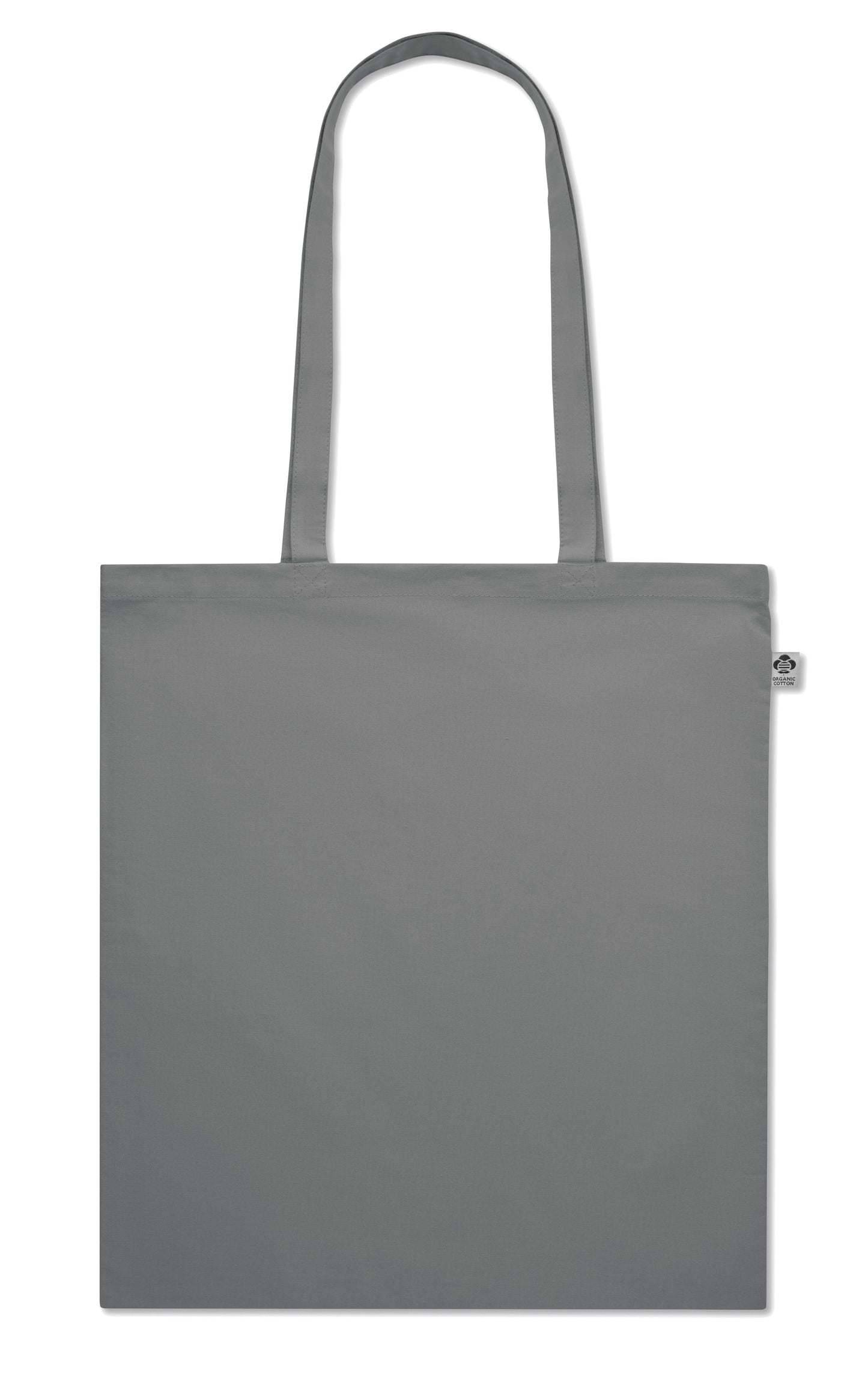 Einkaufstasche aus Organic-Cotton mit langen Tragegriffen. Reaktivfärbung. Im klassischen Design ist sie