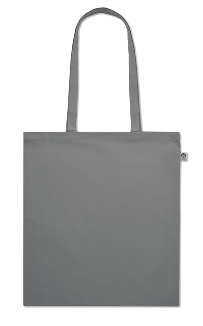 Einkaufstasche aus Organic-Cotton mit langen Tragegriffen. Reaktivfärbung. Im klassischen Design ist sie