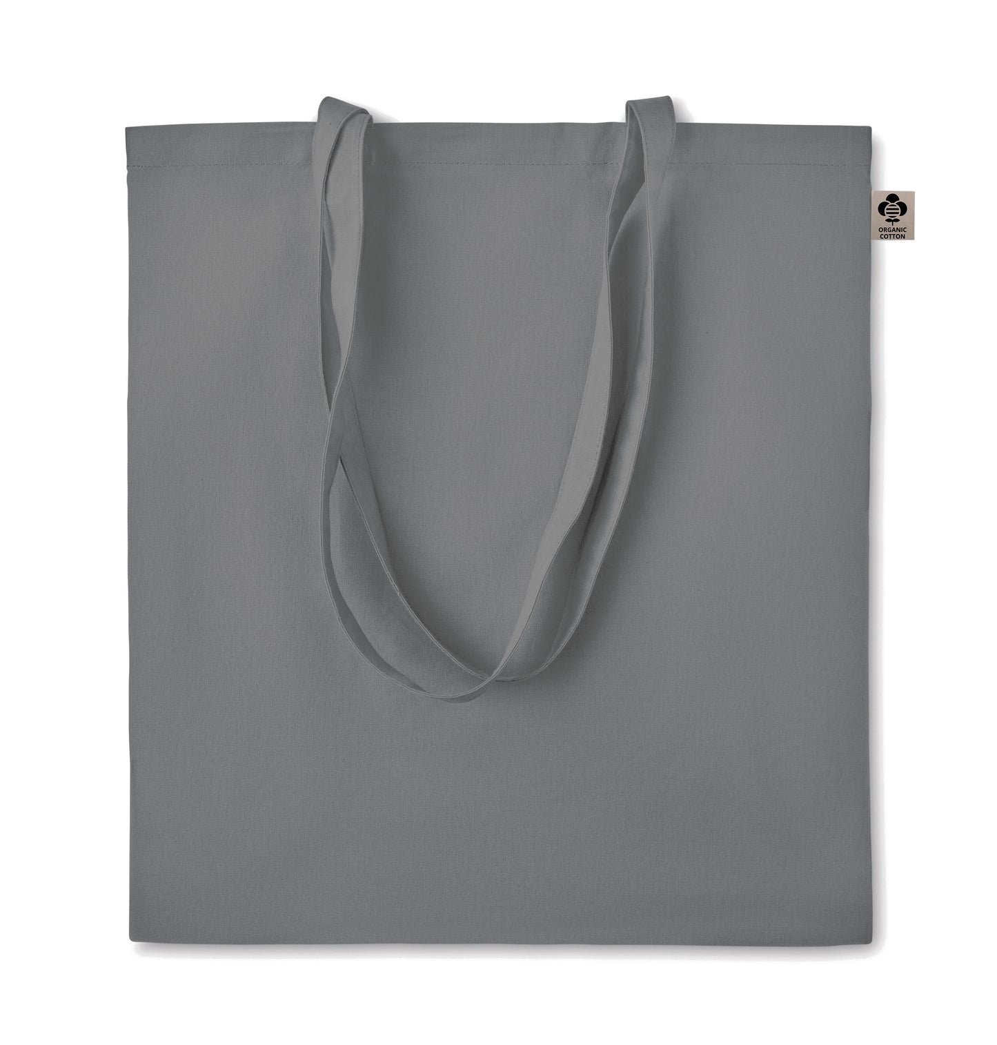 Einkaufstasche aus Organic-Cotton mit langen Tragegriffen. Reaktivfärbung. Im klassischen Design ist sie
