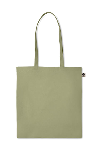 Einkaufstasche aus Organic-Cotton mit langen Tragegriffen. Reaktivfärbung. Im klassischen Design ist sie
