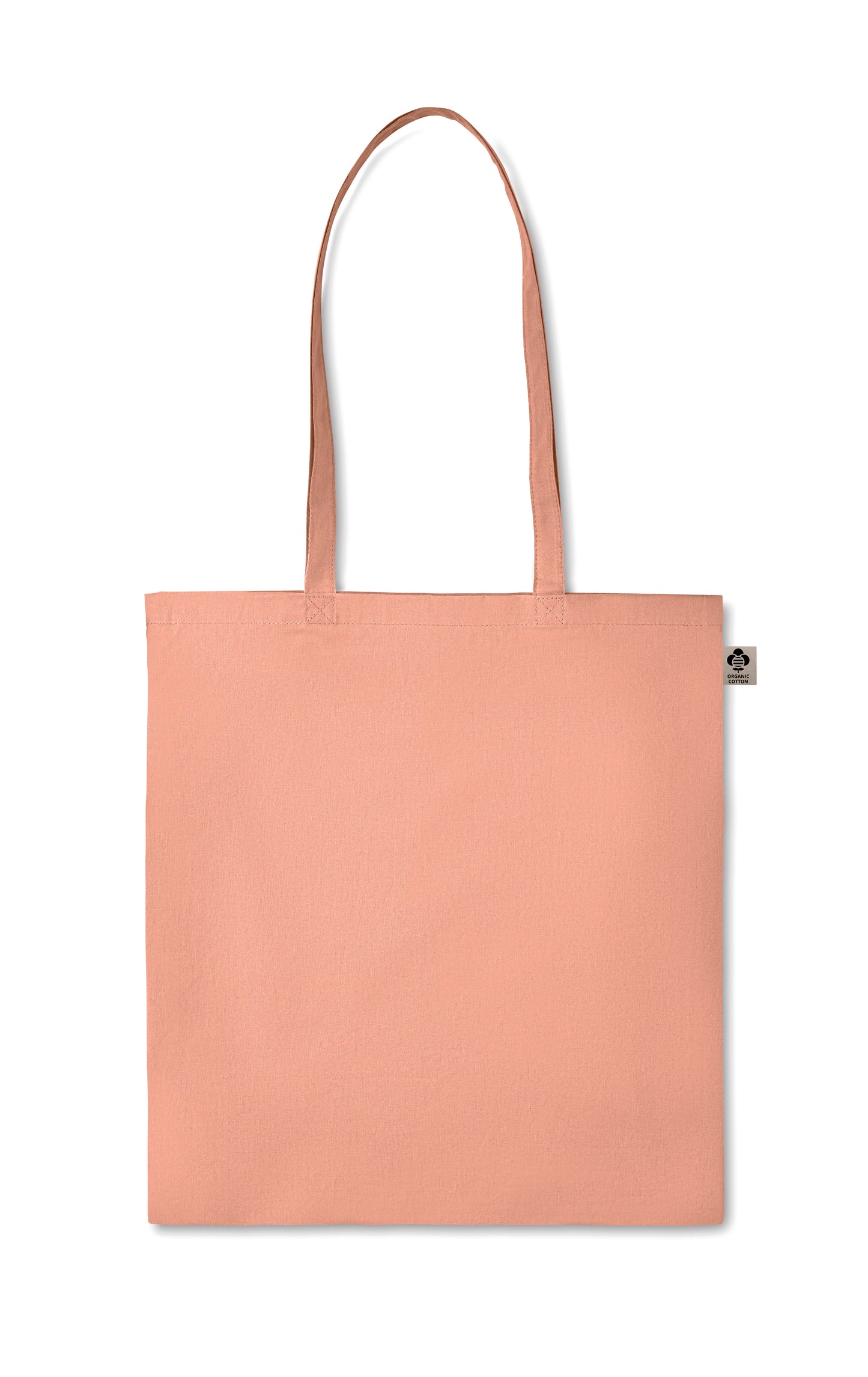 Einkaufstasche aus Organic-Cotton mit langen Tragegriffen. Reaktivfärbung. Im klassischen Design ist sie