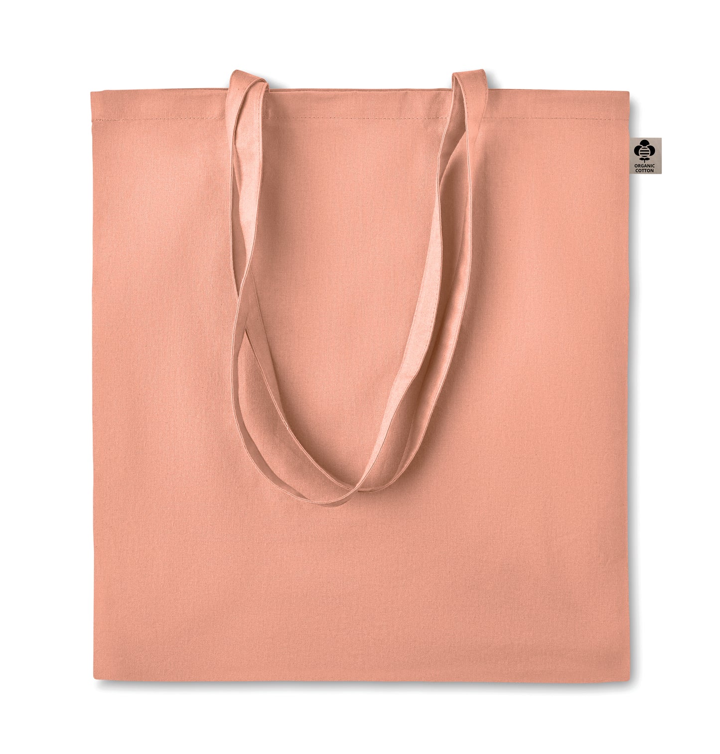 Einkaufstasche aus Organic-Cotton mit langen Tragegriffen. Reaktivfärbung. Im klassischen Design ist sie