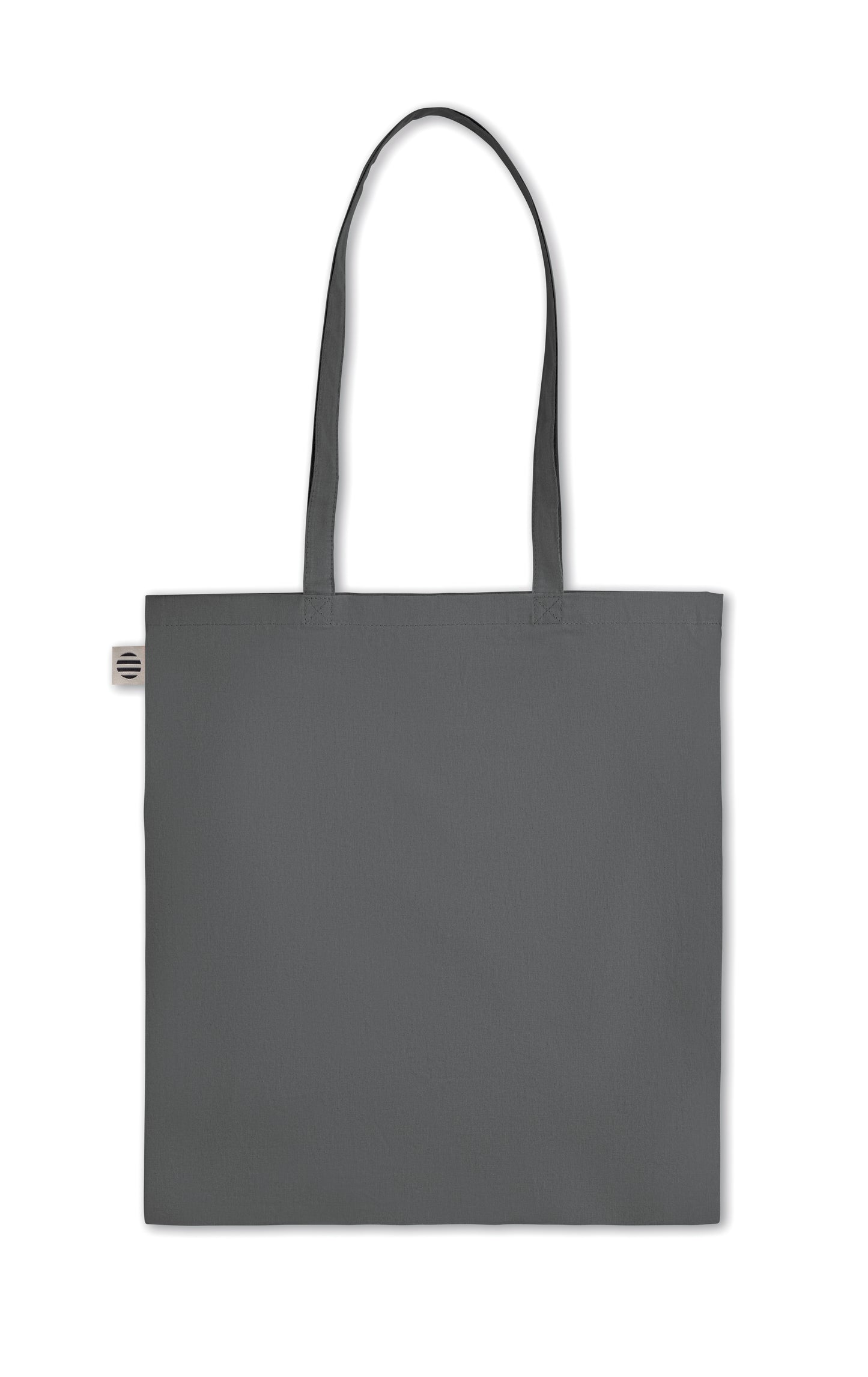 Einkaufstasche aus Organic-Cotton mit langen Tragegriffen. Reaktivfärbung. Im klassischen Design ist sie