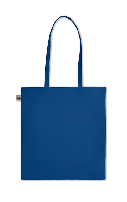 Einkaufstasche aus Organic-Cotton mit langen Tragegriffen. Reaktivfärbung. Im klassischen Design ist sie